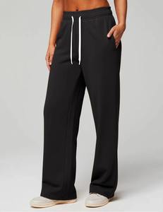 Pantalon de survêtement personnalisé solide pour femmes, leggings de jogging d'été coupe ample avec jambe large pour l'entraînement Streetwear - Product Image 4