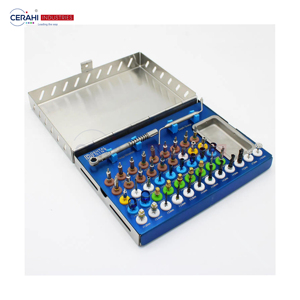 Kit d'implants dentaires universels de classe I Cerahi Industries CDSK-035, 50 pièces, comprenant des instruments chirurgicaux de compression et d'expansion osseuse - Product Image 5