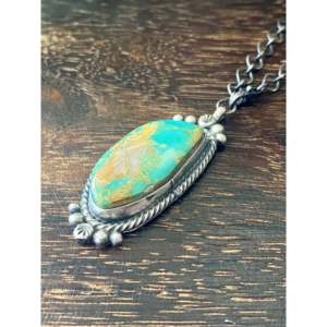 Vintage Rhodium-Plated Turquoise & Sterling <b>Silver</b> Water Drop Necklace with Diamond and Pearl Accents - Product Image 4