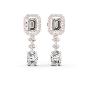 Emerald Oval Cut Moissanite Drop Earrings 925 <b>Sterling</b> <b>Silver</b> Bridal Fine Jewelry Wholesale Halo Cluster <b>Stud</b> - Product Image 1