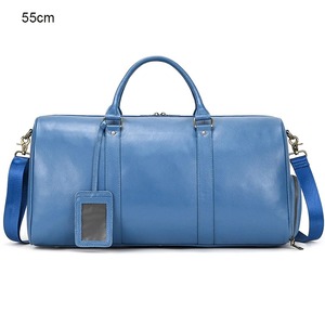 Sac polochon rétro en cuir de vachette de grande capacité pour hommes fermeture à glissière loisirs voyage porté à la main compartiment à chaussures en bandoulière Portable - Product Image 3