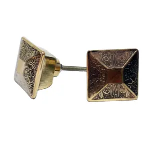 Knob Brass Alloy Knobs For House Furniture Cabinets And Drawers Gold Square Metal Knob Handles