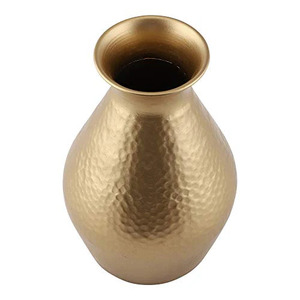 Brass Finished Rough Hammered Flower <b>Vase</b> in Two Sizes Made in Sheet Aluminium Home Decor Flower <b>Vase</b> Metal <b>Vase</b> - Product Image 5