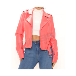 Chaqueta de cuero Pu para mujer, chaqueta personalizada para exterior, motocicleta, otoño e invierno, color negro - Product Image 4