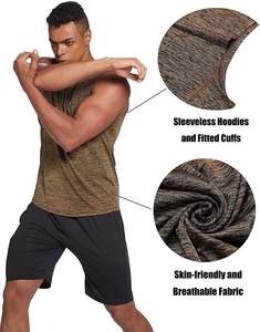 Chaleco de gimnasio de poliéster 100% con logotipo personalizado para hombre, camiseta sin mangas deportiva de punto transpirable, sudadera informal sin mangas para entrenamiento, entrenamiento informal - Product Image 4