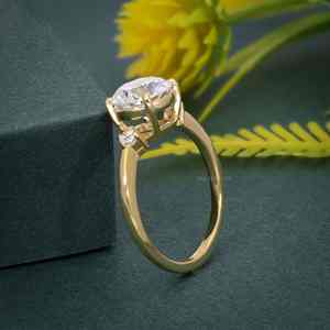Mejor oferta IGI certificado laboratorio cultivado diamante chapado en oro 925 Plata tres piedras anillo de compromiso joyería de moda para mujeres regalos - Product Image 5