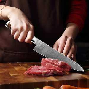 Venta al por mayor personalizado de alta calidad OEM ODM servicio profesional Pakka mango de madera japonés Damasco cocina Chef cuchillo hoja fija - Product Image 5