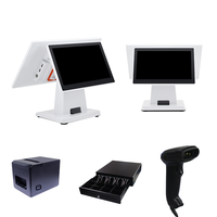 Terminal de point de vente 15,6'' à double écran tactile Android Win7/10, système de point de vente, caisse enregistreuse pour restaurant, supermarché, ordinateur de caissier
