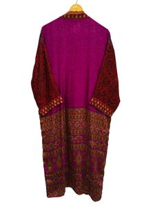 Robe de mariée Robe en soie légère pour femme Robe longue de nuit, Kimono Sari en soie recyclée vintage indienne à imprimé floral, - Product Image 6