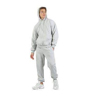 Conjunto Deportivo de Felpa Gris para Hombre, Transpirable, con Sudadera con Capucha y Pantalones Deportivos, Atuendo Informal de 2 Piezas para Entrenamiento y Ropa Urbana - Product Image 2