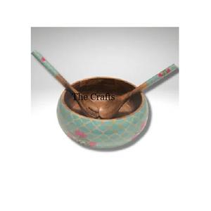 Cuenco para mezclar ensaladas con diseño impreso, cuenco para servir comida con dos cucharas para el hogar, restaurante, boda y uso en hoteles - Product Image 5