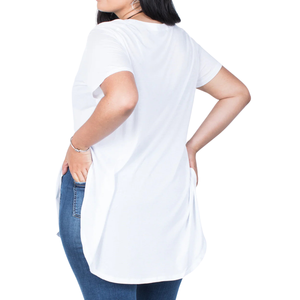 Tops de Yoga de Talla Grande con Abertura Lateral, Manga Corta, Ajuste Holgado, Ropa Deportiva Elástica para Entrenamiento, Fitness, Gimnasio y Deportes - Product Image 1