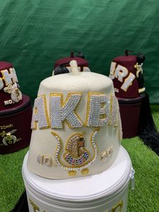 Étuis en tissu personnalisés de haute qualité étui blanc Fez avec perles de broderie de régalia maçonnique décor d'épingle de sûreté tous les Types de badges inclus - Product Image 6