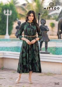 Fabricante de vestidos largos estampados de rayón pesado de diseño moderno occidental de Surat India - Product Image 3