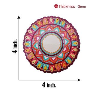 แผ่นรองแก้วไม้ธรรมชาติ พิมพ์ลายสวยงาม สไตล์โบฮีเมียน ทำมือ เป็นมิตรกับสิ่งแวดล้อม รูปทรงกลม พื้นผิวเรียบ สำหรับสำนักงานและบ้าน ราคาประหยัด - Product Image 5