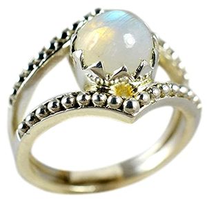 Rainbow Moonstone 925 Sterling Silver Handmade Statement Ring Men's Boho June Birthstone Jewelry Perfect Gift for Her Birthday - Product Image 1