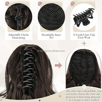 Extensions de Cheveux en Queue de Cheval à Pince Crabe Ondulées Bouclées, Postiche Synthétique Volumineuse pour Femme, Usage Quotidien