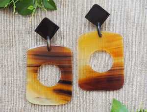 Pendientes de gota de cuerno de buey de búfalo Natural 100% ligeros patrones únicos con perla de latón Joyería de diamantes artesanía hecha a mano - Product Image 3