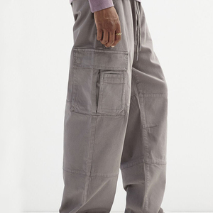 OEM elegante Streetwear personalizar Baggy Fit pierna ancha Multi bolsillo liso Casual y único tela de algodón estilo de la calle hombres Cargo pantalón - Product Image 6