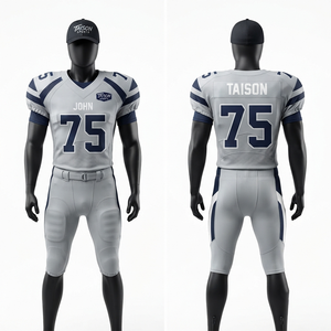 Mens American Football Uniform 220 GSM 100% Polyester Mesh <b>Red</b> <b>Stripe</b> Panel Custom Digital Print Logo Set Short V-neck Summer - Product Image 5