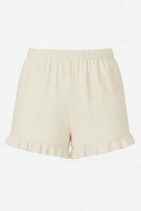 Shorts décontractés pour femmes, coupe ample, en tricot côtelé respirant, séchage rapide, ourlet à volants, haute élasticité, vêtements en gros, usine de vêtements - Product Image 2