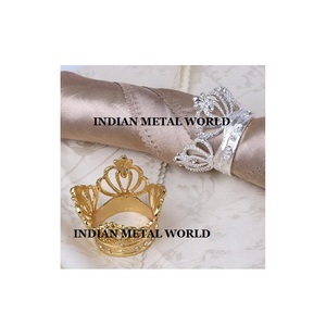 Servilletero de Metal de tamaño personalizado de forma redonda de diseño clásico, juego de 6 servilleteros de Metal de Color dorado para vajilla, utensilios de cocina - Product Image 6