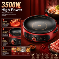 Plaque chauffante électrique domestique multifonction 3500W à surface concave pour wok, hot pot et cuisson par friture