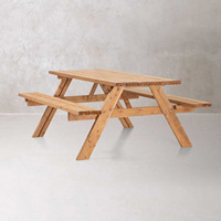 Chaises et tables de pique-nique en bois dur pour restaurant de villégiature fourniture d'usine table et chaise de jardin en bois
