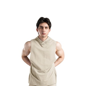 Haut de sport sans manches à fermeture éclair pour homme, 100 % coton, léger, écologique, séchage rapide, pour la gym et l'entraînement - Product Image 2