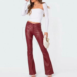Designer Women Leather <b>Pants</b> Winter Flat Front Mid Waist Regular Fit Lightweight Breathable Casual Street Style Wear - Product Image 6