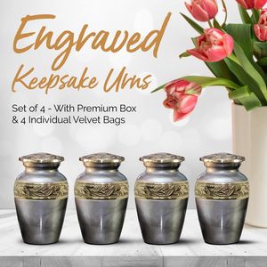 Keepsake <b>Urns</b> Gray - <b>Small</b> <b>for</b> <b>Human</b> <b>Ashes</b> Set of 4 with Premium Box & Bags - Handcrafted Mini <b>Urns</b> <b>for</b> <b>Ashes</b> - <b>Small</b> - Product Image 6