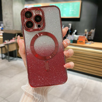 Coques de téléphone magnétiques électro-plaquées douces et luxueuses, étuis de téléphone scintillants et féminins pour iPhone 17 Pro, 16 Pro, 15, 14 Pro Max