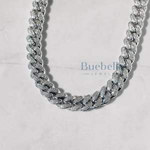 14K White Gold 925Silver Fine Moissanite Jewelry 12mm Hiphop Style Iced Cuban Link Chain <b>Necklace</b> 12mm Moissanite Cuban Link - Product Image 3