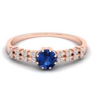 Anillo de Zafiro Azul de Corte Brillante Redondo REYES de 0.5 Quilates en Oro de 14K con Certificado IGI, Anillos de Compromiso de Diamantes para Mujer - Product Image 6