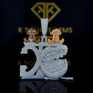 Pendentif Cœur Personnalisé en Moissanite VVS Taille Brillant Plaqué Or Rose, en Argent Sterling 925, avec Breloque Lettre Logo Hip Hop Micro Sertie pour Homme - Product Image 3