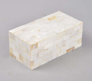 Caja de Joyería de Madera Rectangular con Incrustaciones de Nácar Blanco Hecha a Mano, Organizador de Almacenamiento con Patrón de Ladrillo Iridiscente - Product Image 6