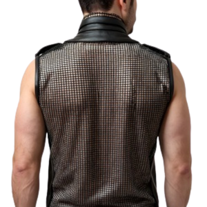 <b>Mens</b> Gridlock Black <b>Leather</b> and Mesh <b>Harness</b> Faux <b>Leather</b> Fetish Clubwear Chest <b>Harness</b> - Product Image 2
