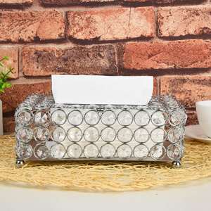 Soporte de papel de seda de cristal de Metal plateado de último diseño para el hogar y vajilla de Hotel caja de pañuelos de cristal Rectangular - Product Image 5