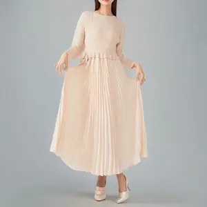 2025 femmes élégante robe de soirée haute qualité tissu Miyake plissé taille ample Vintage décontracté bureau Style printemps été - Product Image 2