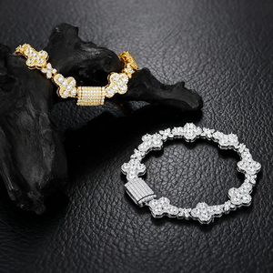 Pulsera Iced Out Clover Link con Diamantes de Moissanita, Plata de Ley 925, Joyería Unisex de Hip Hop, Regalo - Product Image 2