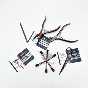 D-สีน้ำตาลชุดอุปกรณ์ต่อผมคีมทำจากสเตนเลสสตีลชุดเครื่องมือต่อผมสำหรับร้านเสริมสวย - Product Image 3