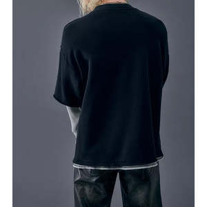 Oversize T Shirt Custom Print T Shirt Knit <b>Top</b> <b>Thermal</b> Double Layer Double Layer Sleeve T Shirt for <b>Men</b> - Product Image 5