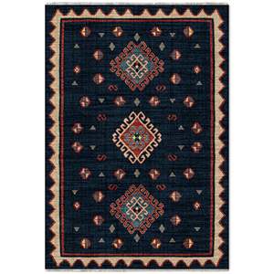 Netline Home Archive Border Navy Blue Heritage Washable <b>Rug</b> - Product Image 2