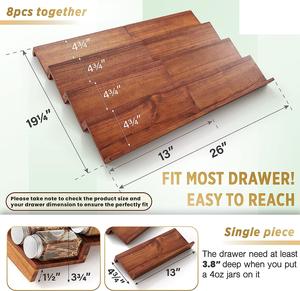 Organizador de cajón de especias de madera-Bandeja de madera de acacia Estantes de especias Organizador para estante de almacenamiento de gabinete-Organizador de estante de especias de 4 niveles - Product Image 4