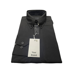 Superb Quality Men's Formal <b>Black</b> <b>Shirt</b> Customizable Polyester X Viscose <b>Linen</b> Fabric Solid Pattern with Button Down Collar - Product Image 1