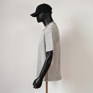 T-shirt vintage en coton 280 GSM à épaules tombantes, coupe ample et oversize, effet délavé, vierge, grande taille pour hommes - Product Image 5