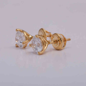 Boucles d'oreilles clous en or jaune massif 14 carats avec diamants CVD taille ronde 2TCW, sertissage Martini, cadeau pour femme - Product Image 5