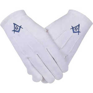 Gants maçonniques unis brodés de cérémonie d'église à bas prix Gants maçonniques en coton blanc - Product Image 5