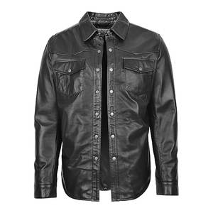 Chemise en cuir pour homme, design de logo personnalisé, taille personnalisée, respirante, style unique, vente en ligne. - Product Image 1