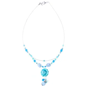 Short Necklace in Murano glass Light blue and green water colors High Quality For woman Original look